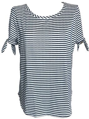 Rose + Olive Navy Striped Tie Sleeve Tee